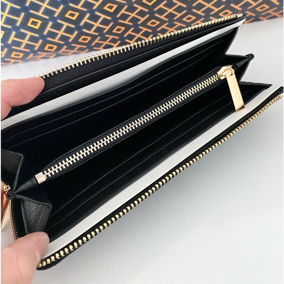 🤍🖤NEW🖤Tory Burch long zip wallet/black leather/full size - Picture 3 of 7